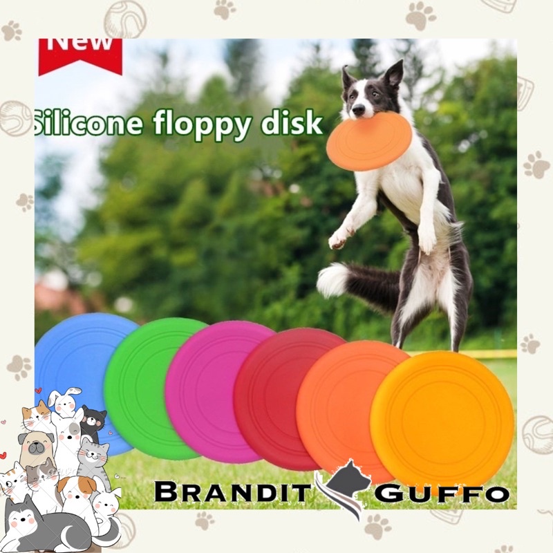 frisbee silikon rubber terbang dog toys pet mainan hewan piring