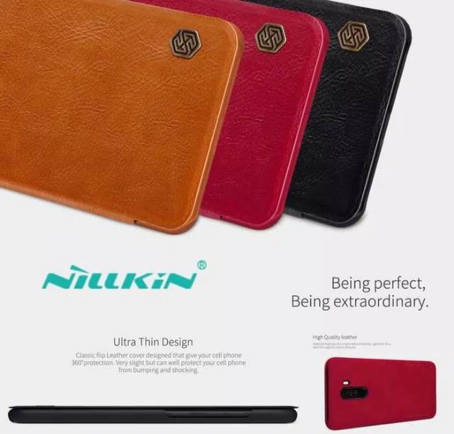 nillkin qin leather kulit flip wallet xiaomi Pocophone F1 cover case