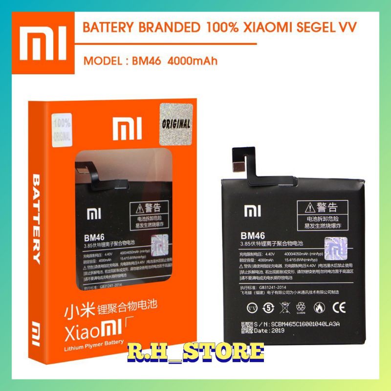 BATERAI BATERAI BATRE BATTERY XIAOMI REDMI NOTE 3 / NOTE 3 PRO BM46 ORIGINAL 100%