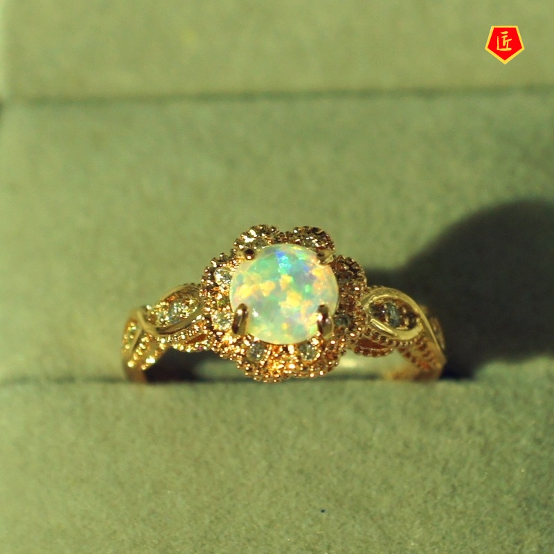 [Ready Stock]Fashion Opal Ring Elegant Fashion Temperament