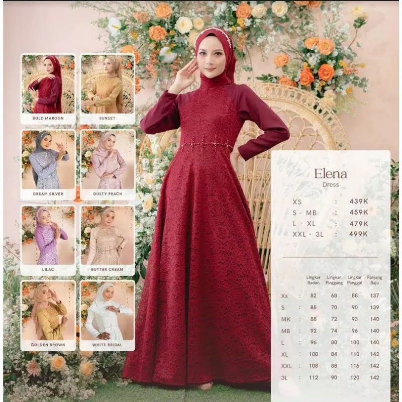 ELENA DRESS // GAUN PESTA - GAUN SIMPLE - GAUN MEWAH - GAUN MURAH BERKWALITAS - DRESS - LONG DRESS - GAMIS - BAJU