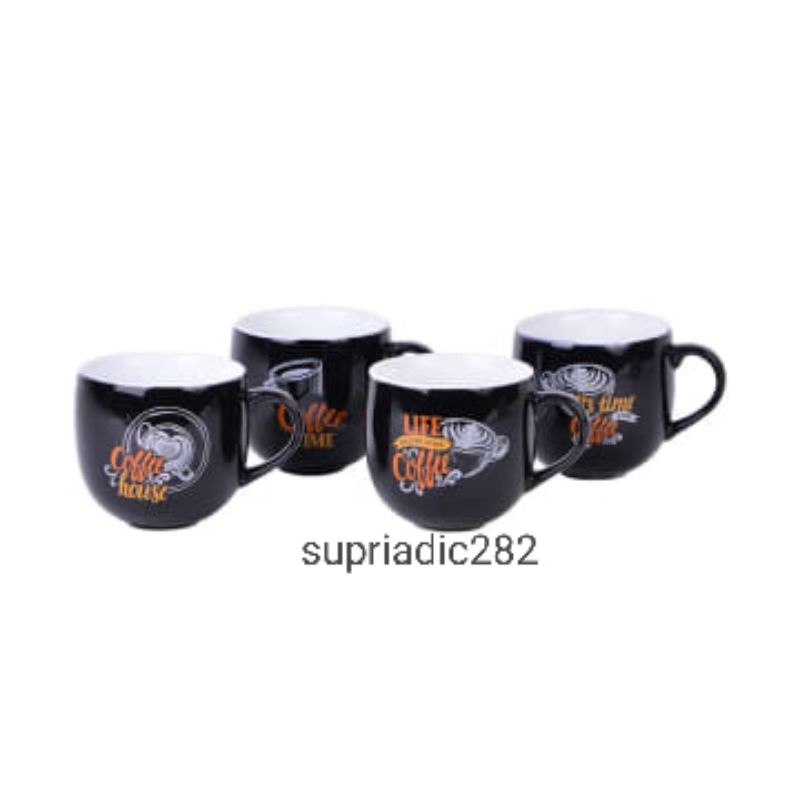 Appetite Set 4 Pcs Mug Coffee Time - Hitam
