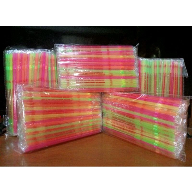 Jual Sedotan Steril Bengkok Warna Neon Bungkus Plastik Termurah