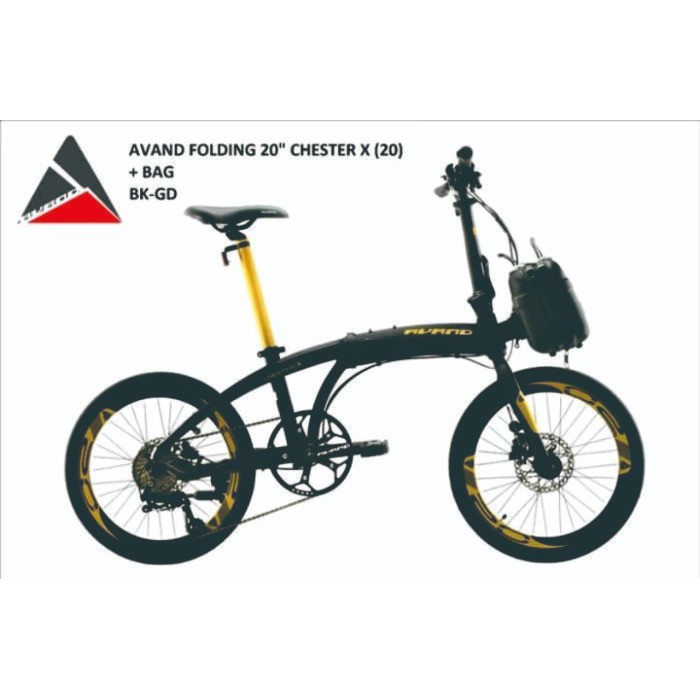 SEPEDA LIPAT - AVAND 10Speed LANCASTER 20inch + Bag warna BLACK(BK)-GOLD(GD)