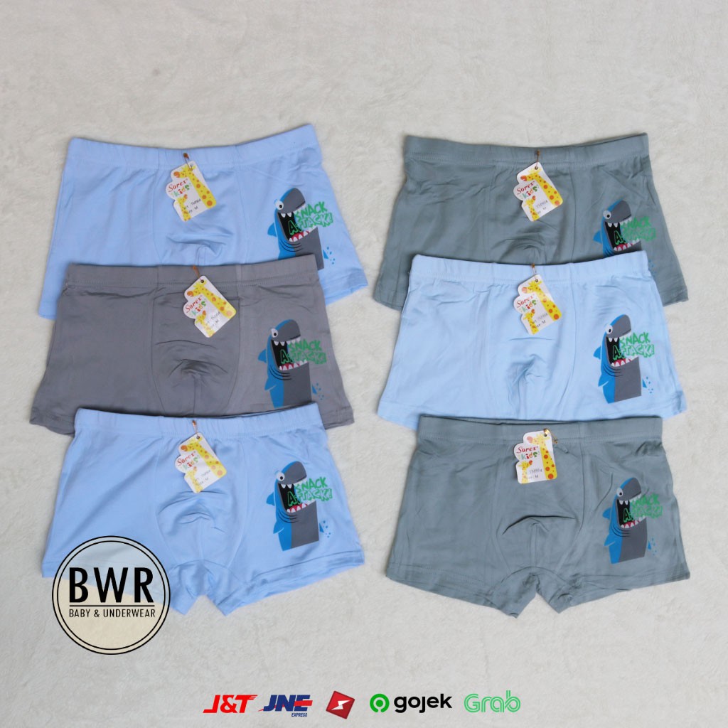 Boxer Anak Sorex TM904 | Celana Dalam Boxer anak Laki Laki Motif HIU [III D4-E4] Satuan