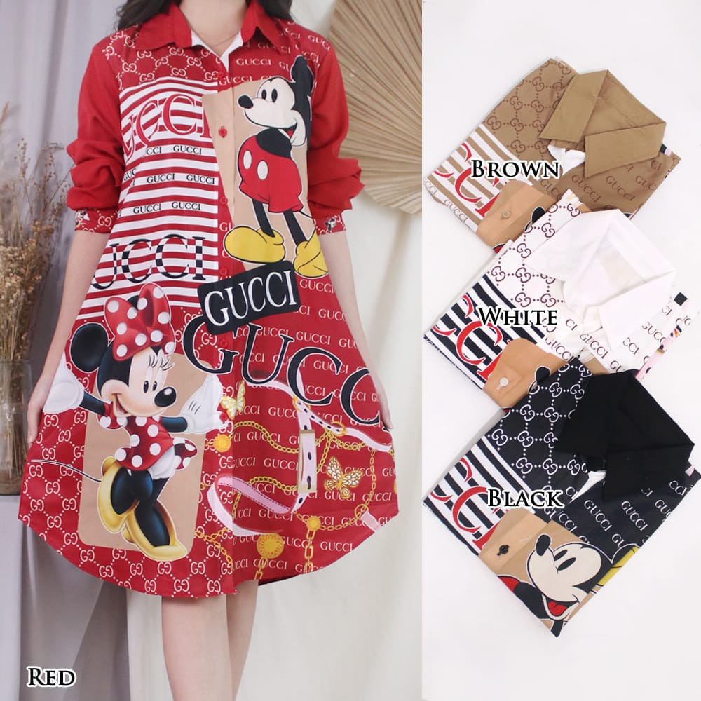 Kemeja Tunik Gucci X Mickey Import #TK04