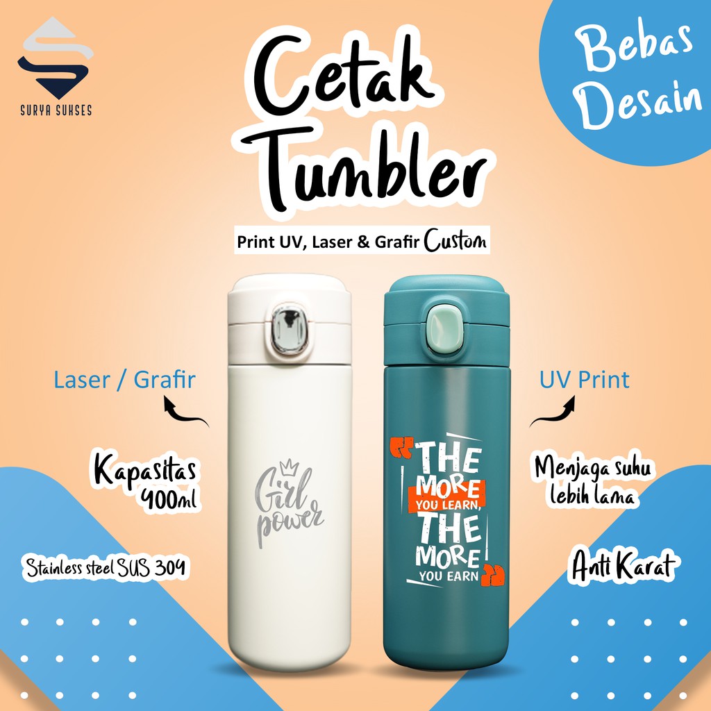 CUSTOM TUMBLER TERMOS NIAGARA MINI SOVENIR/PROMOSI LASER GRAFIR/Print UV