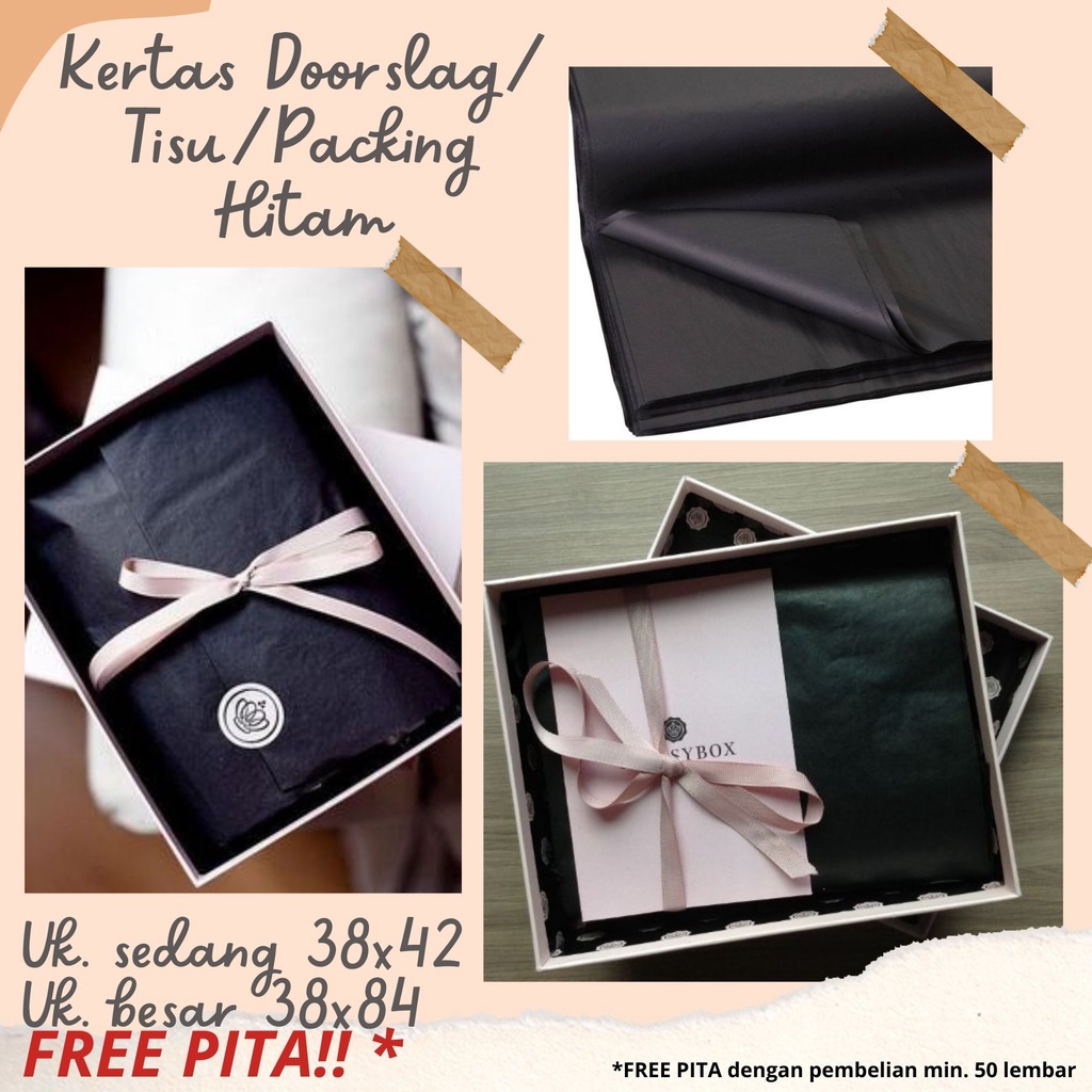 

[FREE PITA] KERTAS PACKING LEMBARAN / WRAPPING PAPER HITAM / KERTAS PACKING HITAM / KERTAS DOORSLAG HITAM / KERTAS TISU BUNGKUS PACKING / KERTAS BUNGKUS HAMPERS / KERTAS TISU HITAM