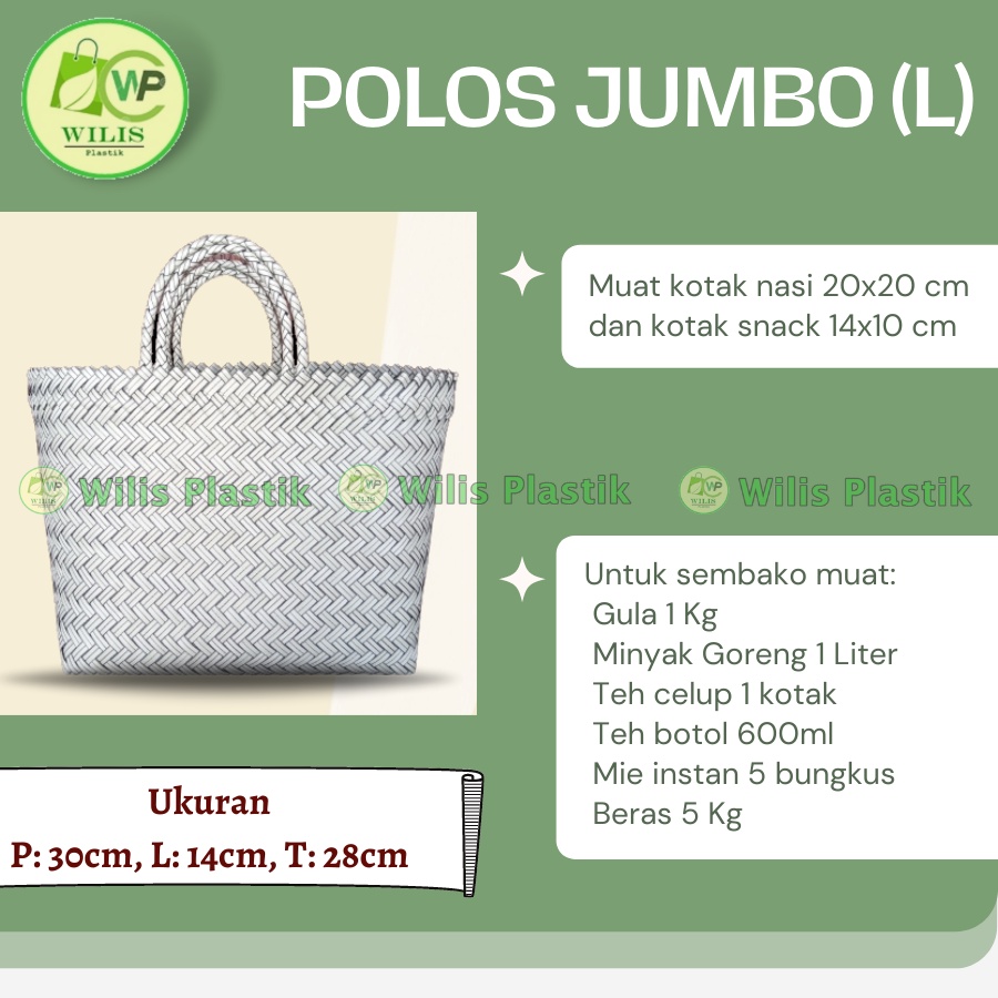 Tas Anyaman Plastik Polos Jumbo (L) untuk Hampers Parcel Souvenir / Tas Bingkisan muat Kotak Nasi