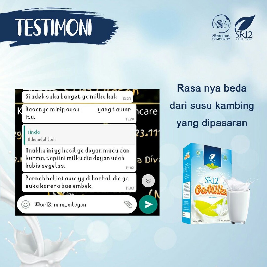 

GRA Gomilku SR12 Susu Kambing Etawa Premium / Go MilkU Susu SR12 Etawa Halal Terbaik / Susu Kambing