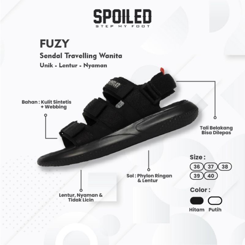 Spoiled - Fuji Sakura Full Black Sendal Wanita Sandal Tali Gunung korea terbaru terlaris Spoiled