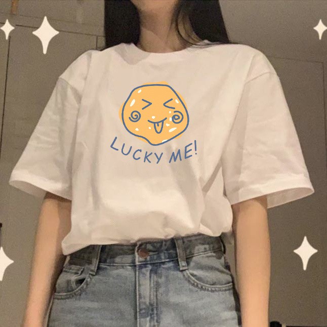 MYSTIQUE.ID-BAJU KAOS BURGER LUCKY ME T-SHIRT LUCU DAN AESTHETIC