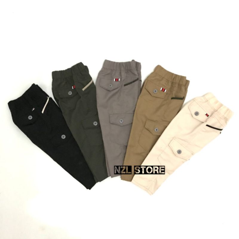 (COD) CELANA PANJANG ANAK CARGO USIA 3-15 TAHUN KAIN KATUN TWILL STRECTH PREMIUM SAKU KIMPUL MODEL CELANA CHINO ANAK