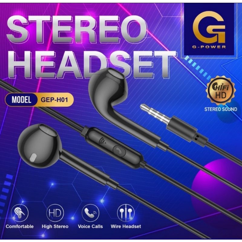 G-POWER GEP H01 HEADSET EARPHONE HANDSFREE HI-FI EXTRA BASS HEADSET GAMING