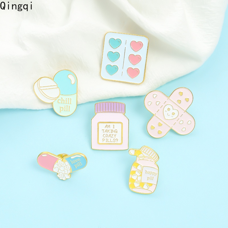 Bros Pin Enamel Desain Kartun Obat Pil Tulisan Love Untuk Hadiah Anak