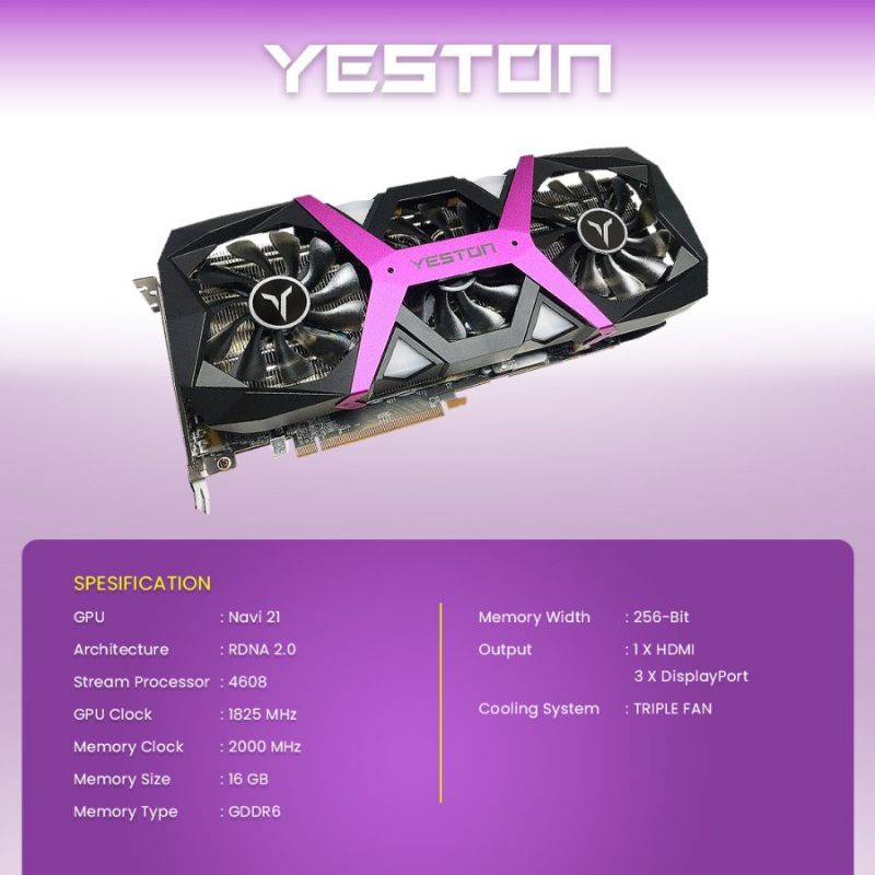 VGA AMD YESTON RX 6800 16GB DDR6 192BIT SAKURA