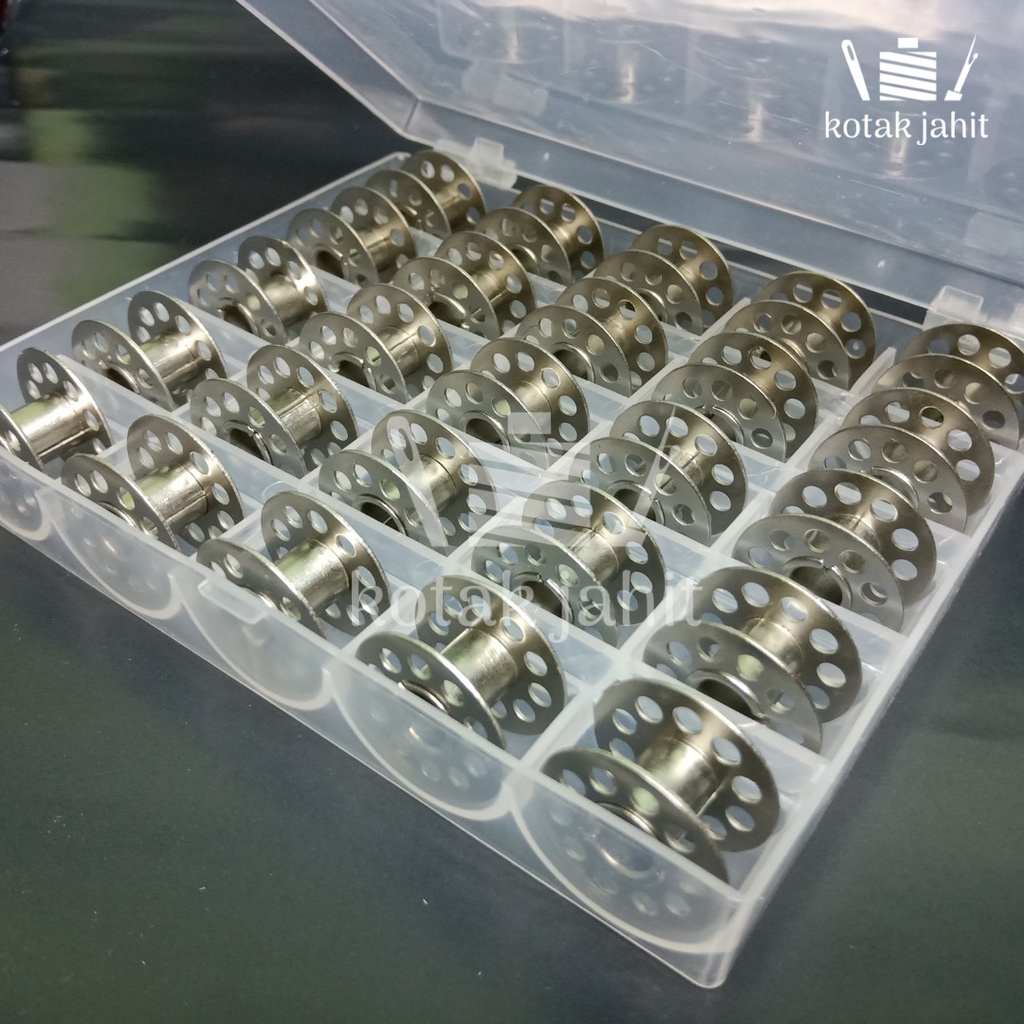 Paket 25 pcs Spool mesin jahit klasik + box untuk mesin jahit hitam classic tradisional traditional 