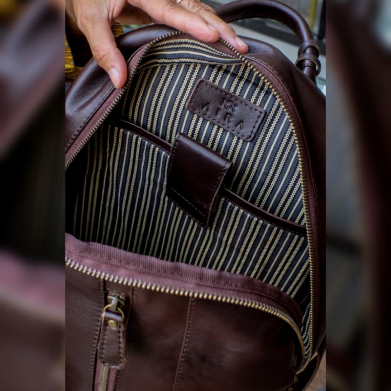 Ransel Unisex Kulit Sapi Asli Laptop 14 Inch