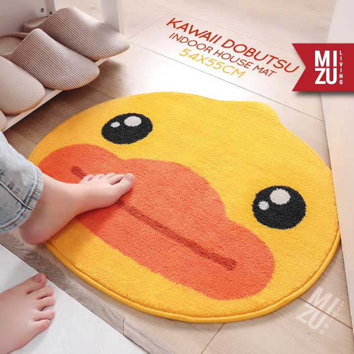 KAWAII DOBUTSU Animal Indoor House Mat Keset Bulu Rumah Kamar Mandi Serbaguna Anti-Slip Serap Air