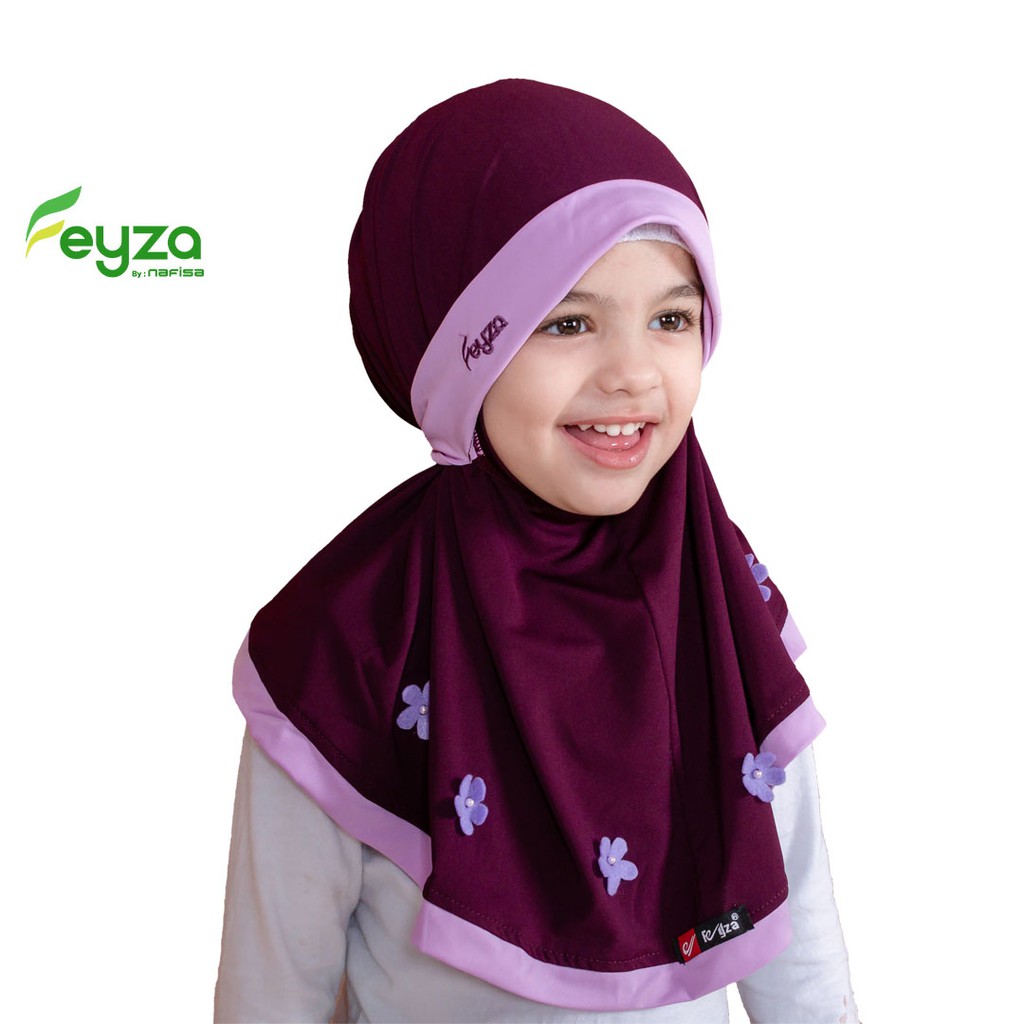 Jilbab Instan Anak Feyza Estiana | Hijab Instan Non Pad Anak Lucu kerudung Instan Anak 3 - 4 Tahun