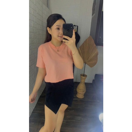 CROP TOP POLOS ONECK COTTON COMBED 30s  | BAJU KAOS TUMBLR CROP TEE TSHIRT WANITA