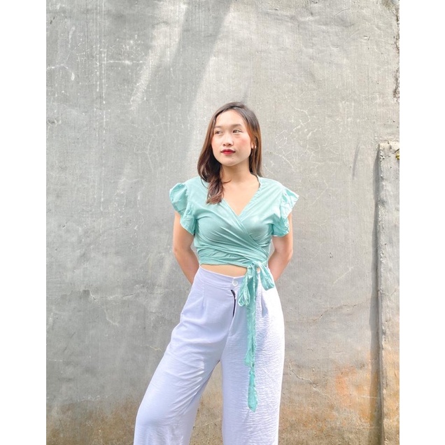 WRAP TOP//KIMONO TANPA KERAH BAHAN RAYON PREMIUM