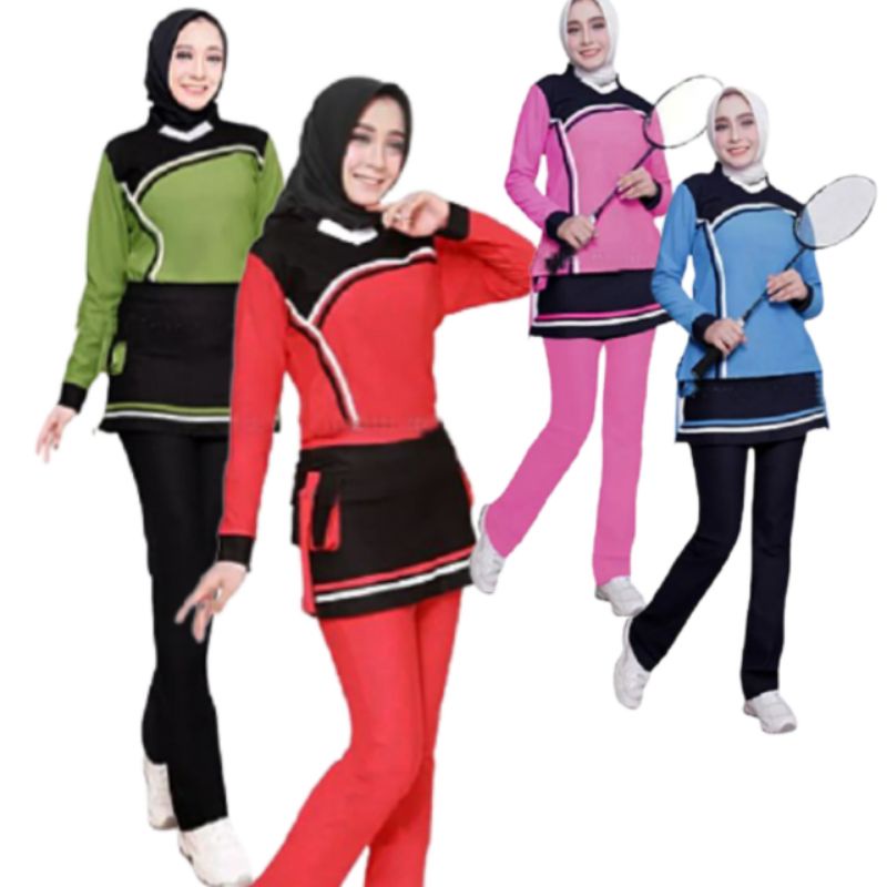 Baju senam muslimah /  baju olahraga / setelan senam / baju panjang untuk olahraga