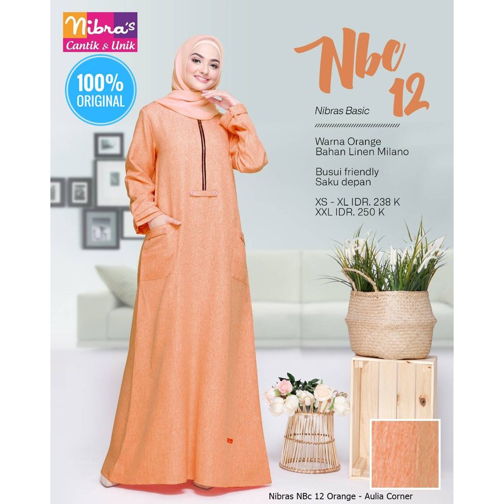 Untuk Acara Formal Gamis Nibras NBC 12 Orange ORIGINAL Gamis Wanita Terbaru
