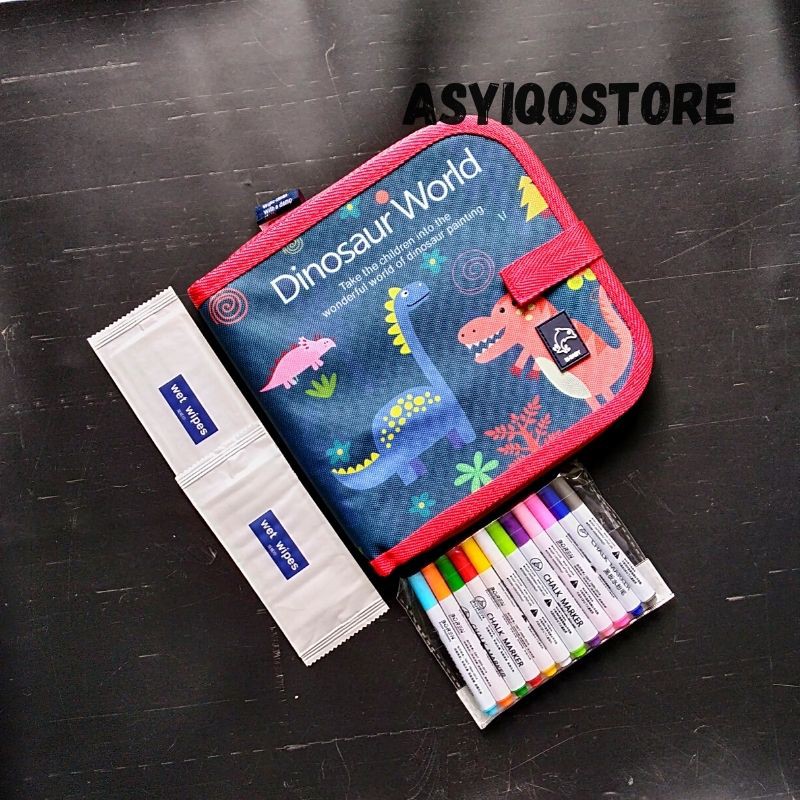 Mainan Edukasi Anak Perempuan Laki Laki Balita 4 Tahun Buku Menggambar Untuk Cewek Cowok FREE SPIDOL-Dino World Merah