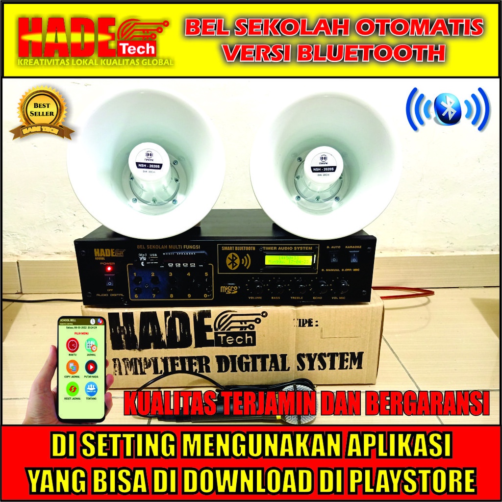 BEL SEKOLAH OTOMATIS DAN MANUAL SETING ANDROID 2 SPEAKER LENGKAP