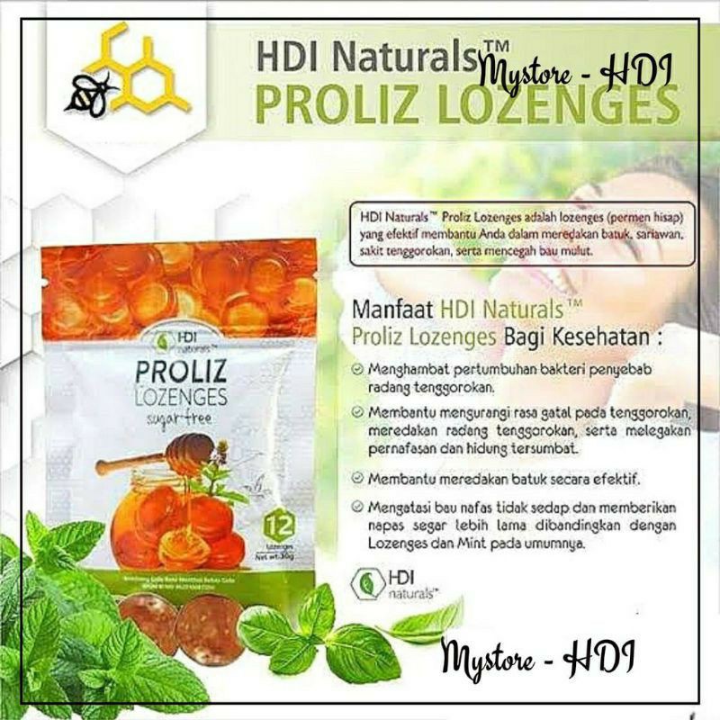 HDI Propoliz lozengers original 100% - Permen Hisap Kesehatan  ( Produk Madu )