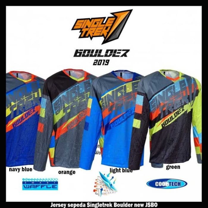 Jersey sepeda STR Boulder LS Green Cooltech Waffle size 3XL