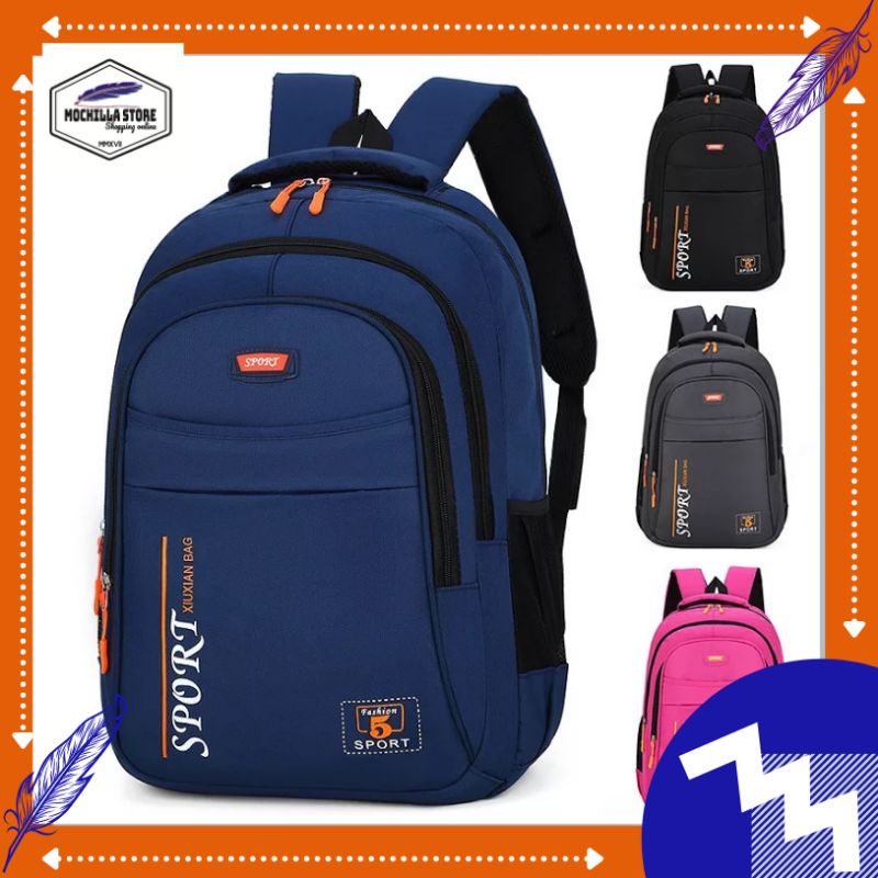 Mochillastore -Tas Anak Sekolah Laki laki Simple SD SMP SMA Ransel Backpack Cowok Cewek Kanvas SPORT 1982