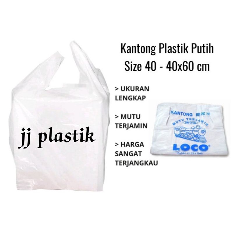 Kantong plastik putih susu tebal HD40 40x60cm kiloan 500gram kresek