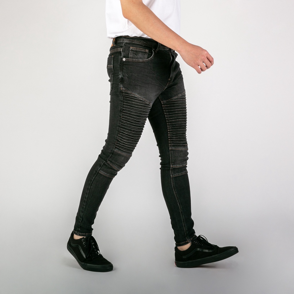 UNITEDJEANS - Celana Jeans Pria Bahan Stretch Denim - Biker Jeans - Exodius Black - (UJB-10)