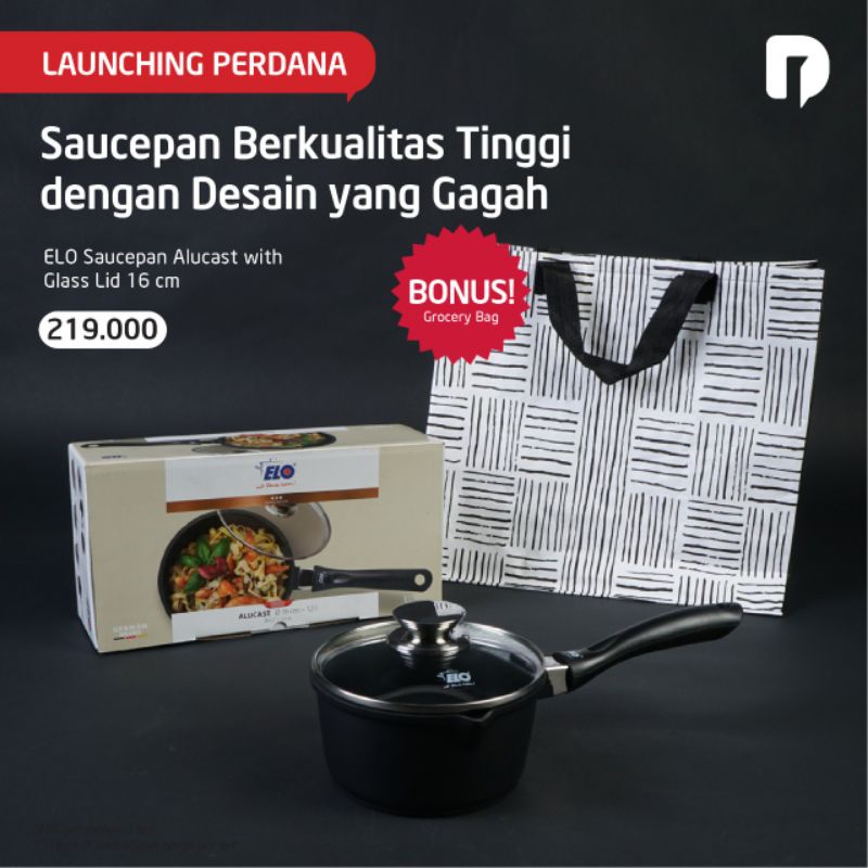 ELO Sauce Pan Alucast With Glass Lid 16 cm