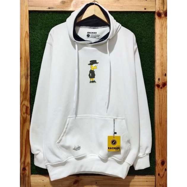 Sweater Hoodie Premium Unisex Pria Wanita Terbaru Warna Putih Simpson Jacket Terbaru Kekinian Size M