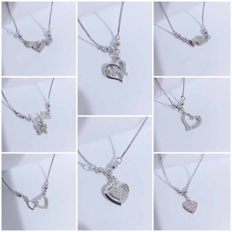 SALE kalung liontin wanita bahan titanium silver anti karat 45cm