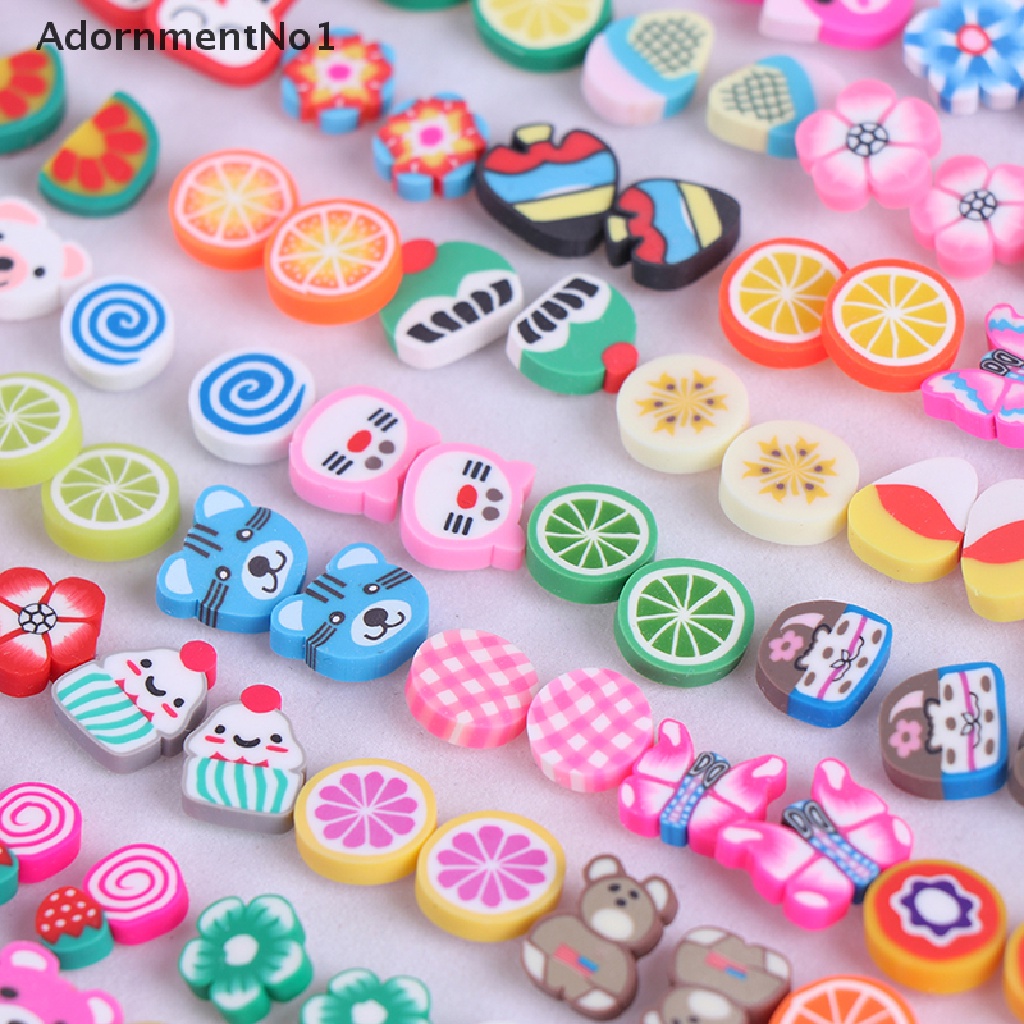 (AdornmentNo1) 100 Pasang / Set Anting Tusuk Bentuk Buah Bahan Polymer Clay Untuk Wanita