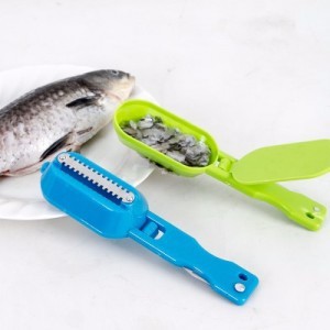 Serbagrosirmurah Stainless Steel Penyisik Ikan Ujung Pisau / 2in1 Alat Pembersih Sisik Ikan + Pisau READY BIRU serbaguna tajam travelling lengkap praktis sisik ikan