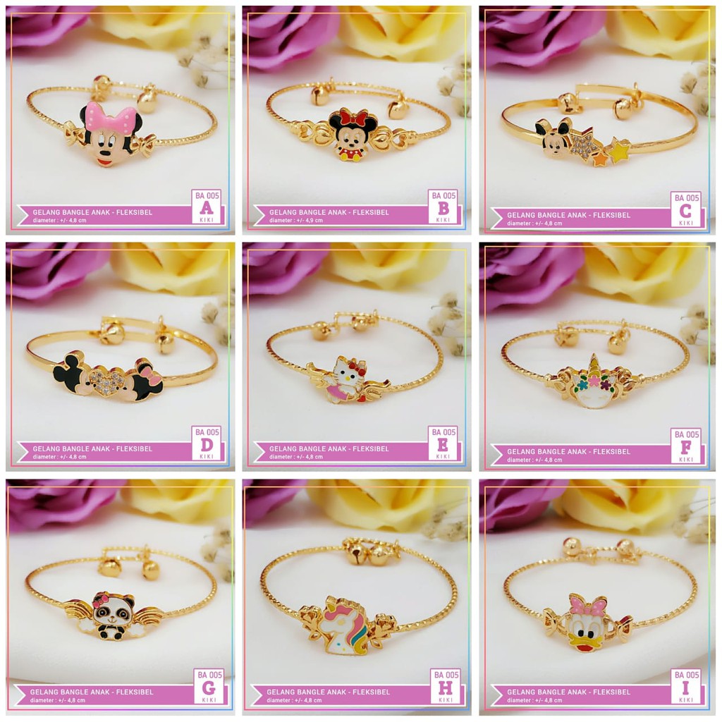 Gelang xuping gelang anak karakter lucu lapis emas gold BA 005 (bisa dibesarkecilkan)