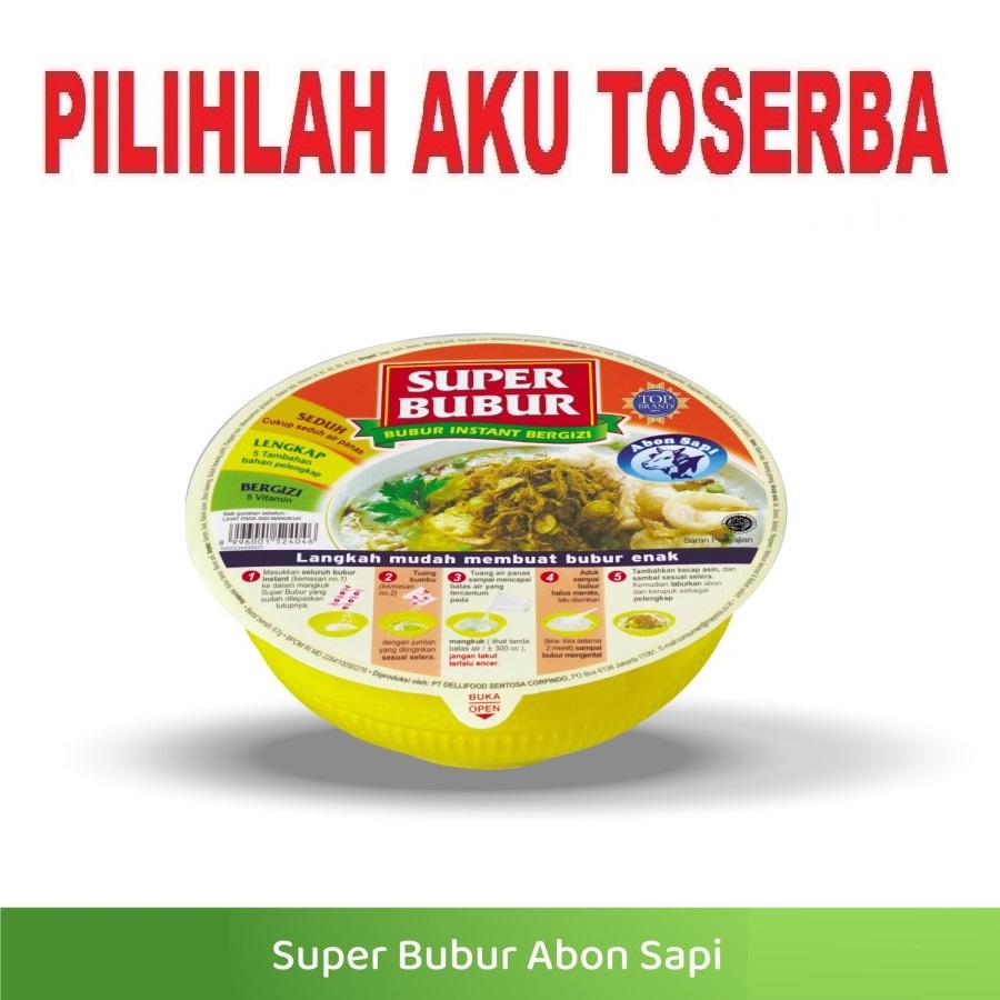 Super Bubur CUP Rasa Abon Sapi @67 Gr - ( HARGA 1 DUS ISI 24 CUP )