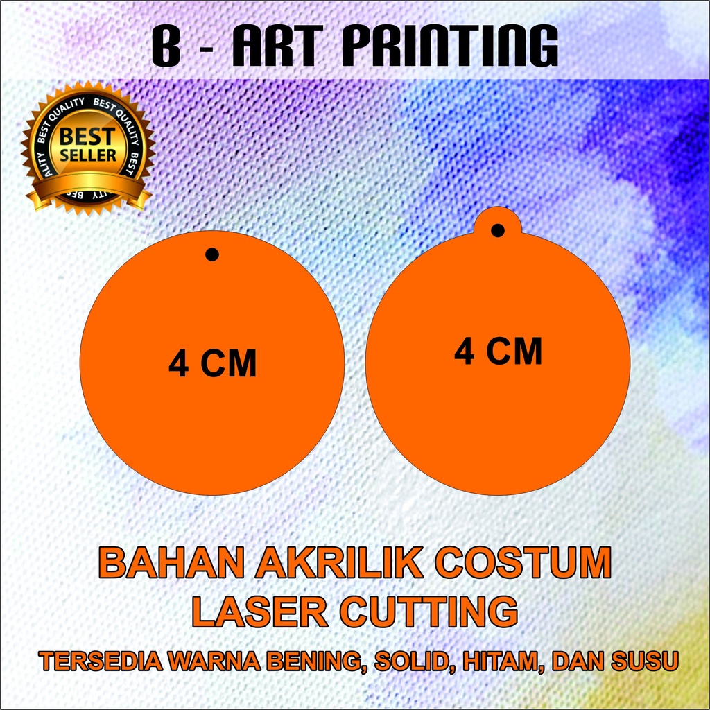 Bahan Akrilik Gantungan Kunci Bulat Cendil Bening Transparan Polos Uk. 4 x 4 cm Tebal 2 mm
