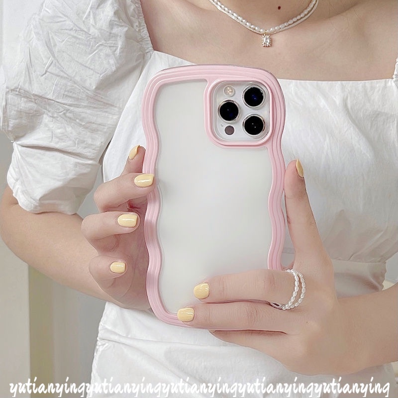 Soft Case TPU Transparan 2 In 1 Frame Gelombang Multi Warna Untuk IPhone 7plus 8plus XR 11 12 13 Pro Max 7 8 XS X