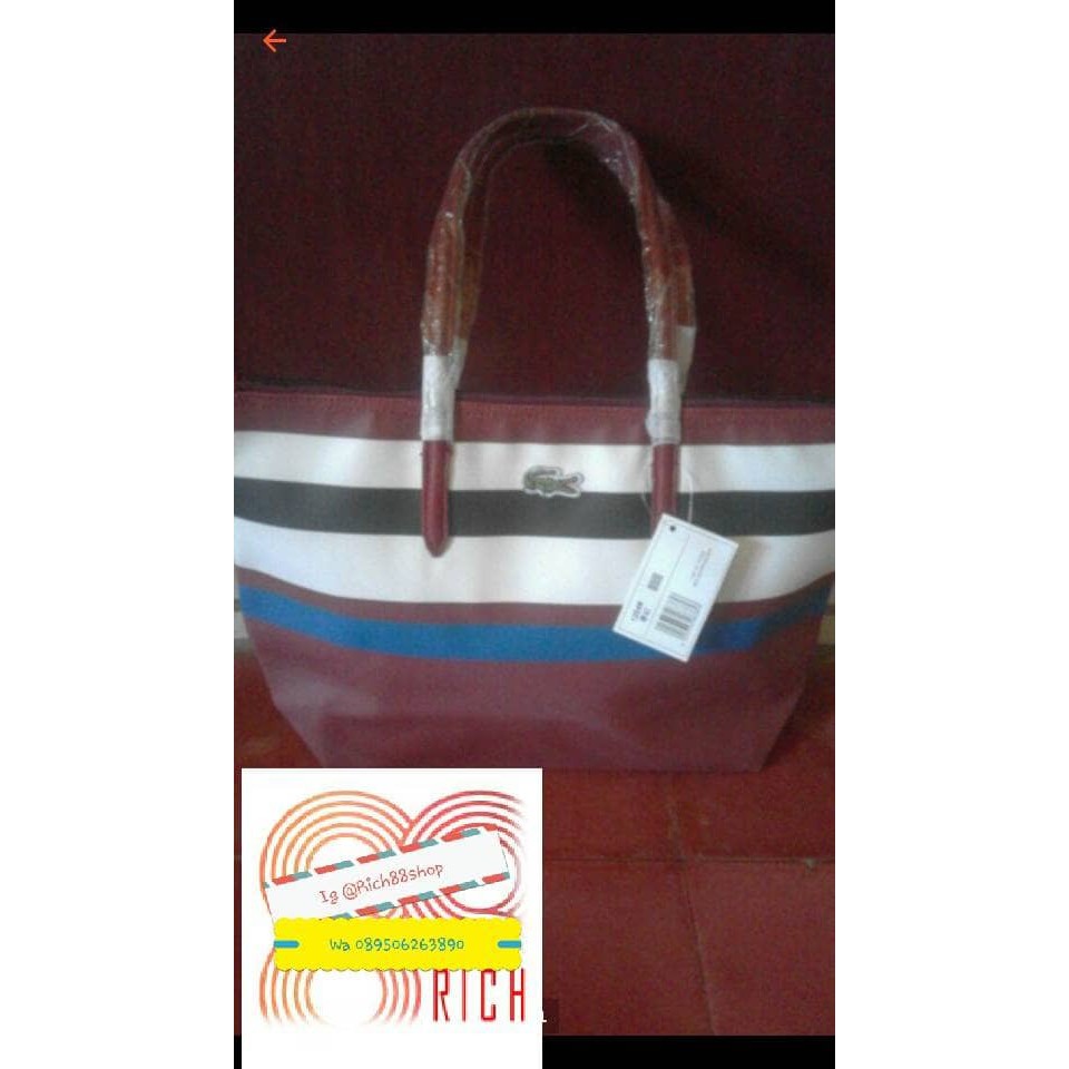 EXLUSIVE tas totebag lacoste motif garis