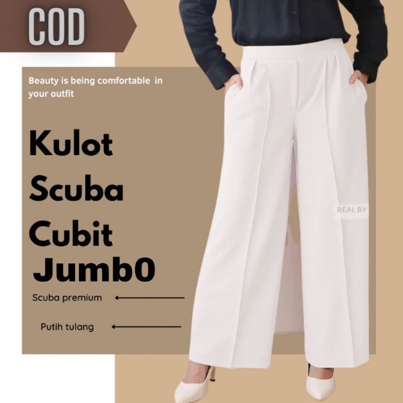 ( JUMBO DAN STANDAR ) Celana Kulot Scuba Cubit Jumbo / Celana Scuba / Celana Kulot Jumbo / Celana wa