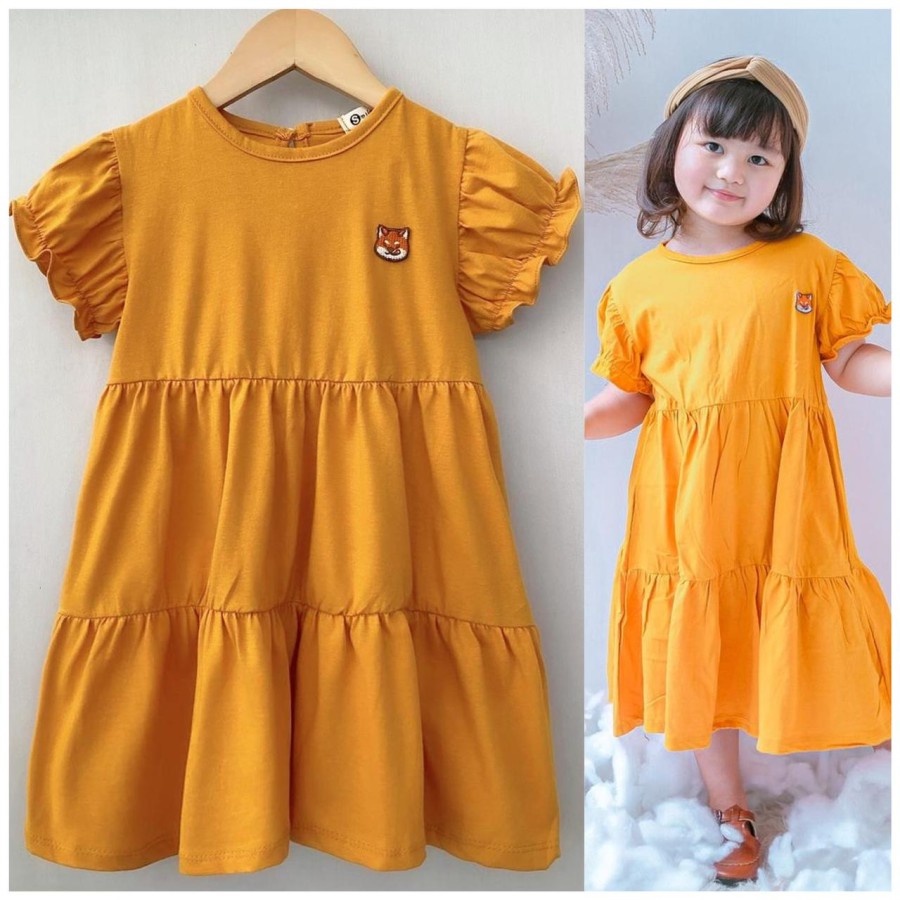 Dress Anak Molly/ Daster Polos Anak Umur 1-5 Tahun - Kunyit