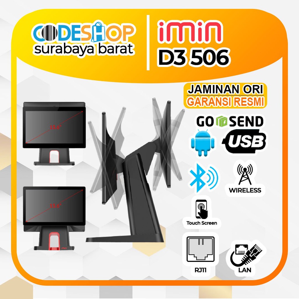 MESIN KASIR ANDROID IMIN D3 506 / D3-506 DUAL LAYAR 15,6&quot; TOUCHSCREN (2GB/16GB)