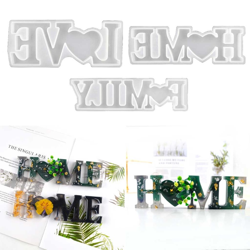 SIY  3 Pcs LOVE FAMILY HOME English Alphabet Decorations Crystal Epoxy Resin Mould