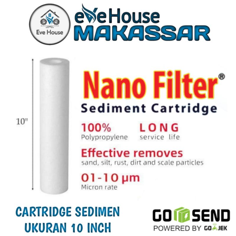 Makassar V40 Saringan filter cartridge sedimen spun air merk NANO filter dan Watertech